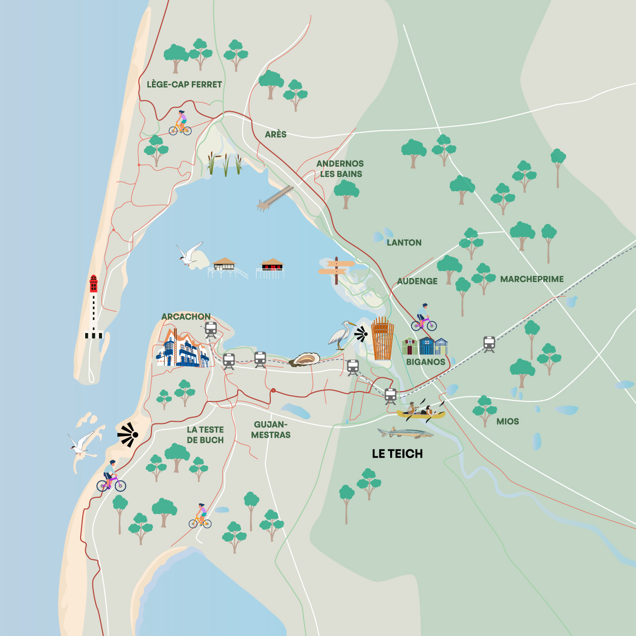 Carte du Teich - Bassin Arcachon